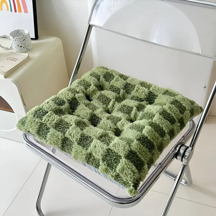 Lisslune | Fuzzy Checkered Fur Padded Cushion