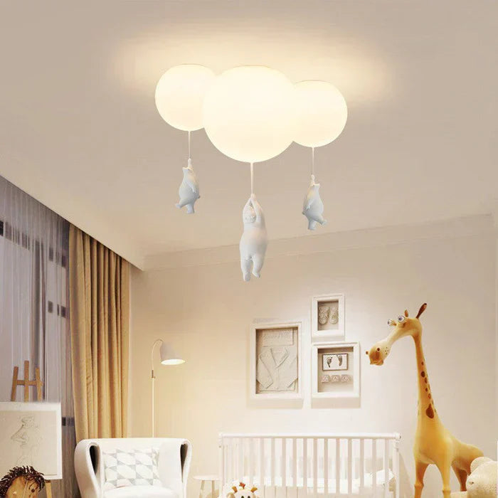 Lisslune | CloudBear Kids Ceiling Light – Bear & Balloon LED Pendant Lamp for Nursery and Bedroom Decor