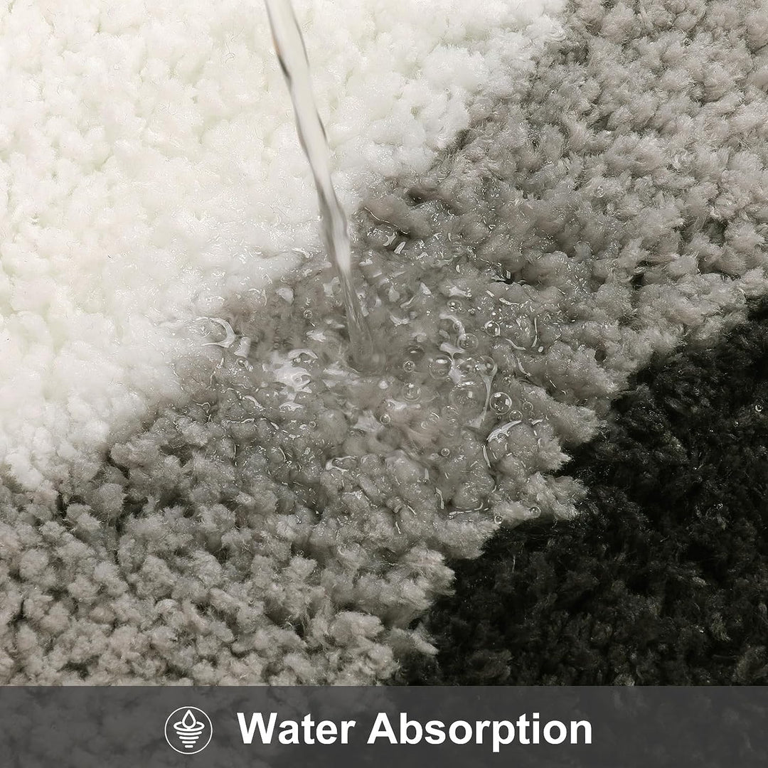Lisslune | Black Gradient Bath Mats, Carpet for Bathrooms, Cute Non-Slip Irregular Carpet for Shower Room