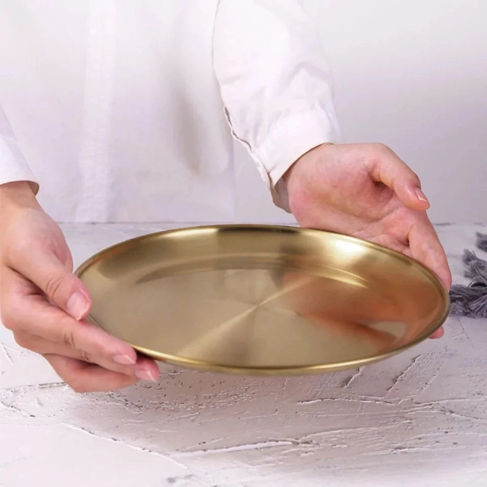 Lisslune | Lustrous Golden Stainless Steel Serving Plates
