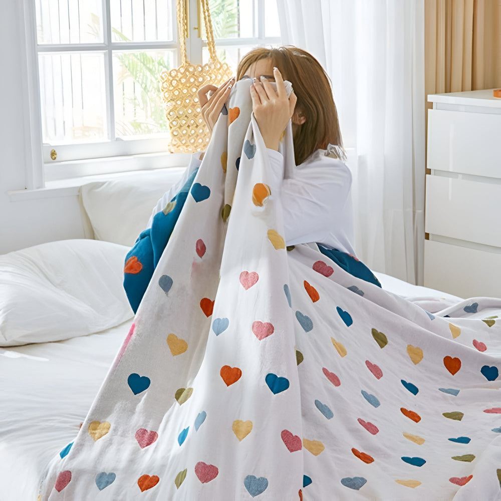 Lisslune | Whimsical Hearts Reversible Cotton Blanket