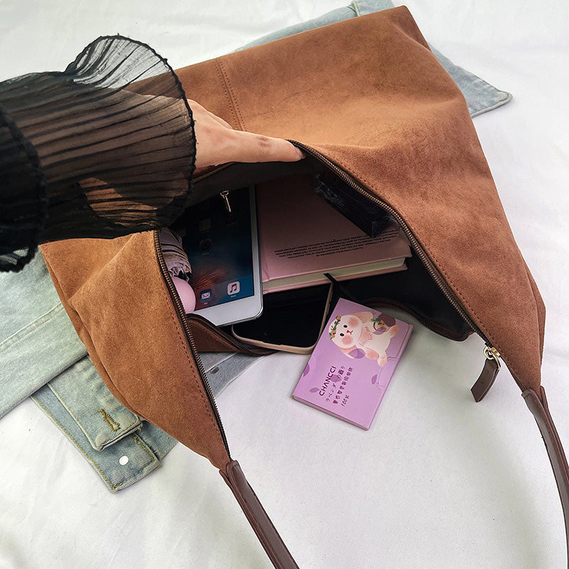 Lisslune | Suede messenger bag with large capacity