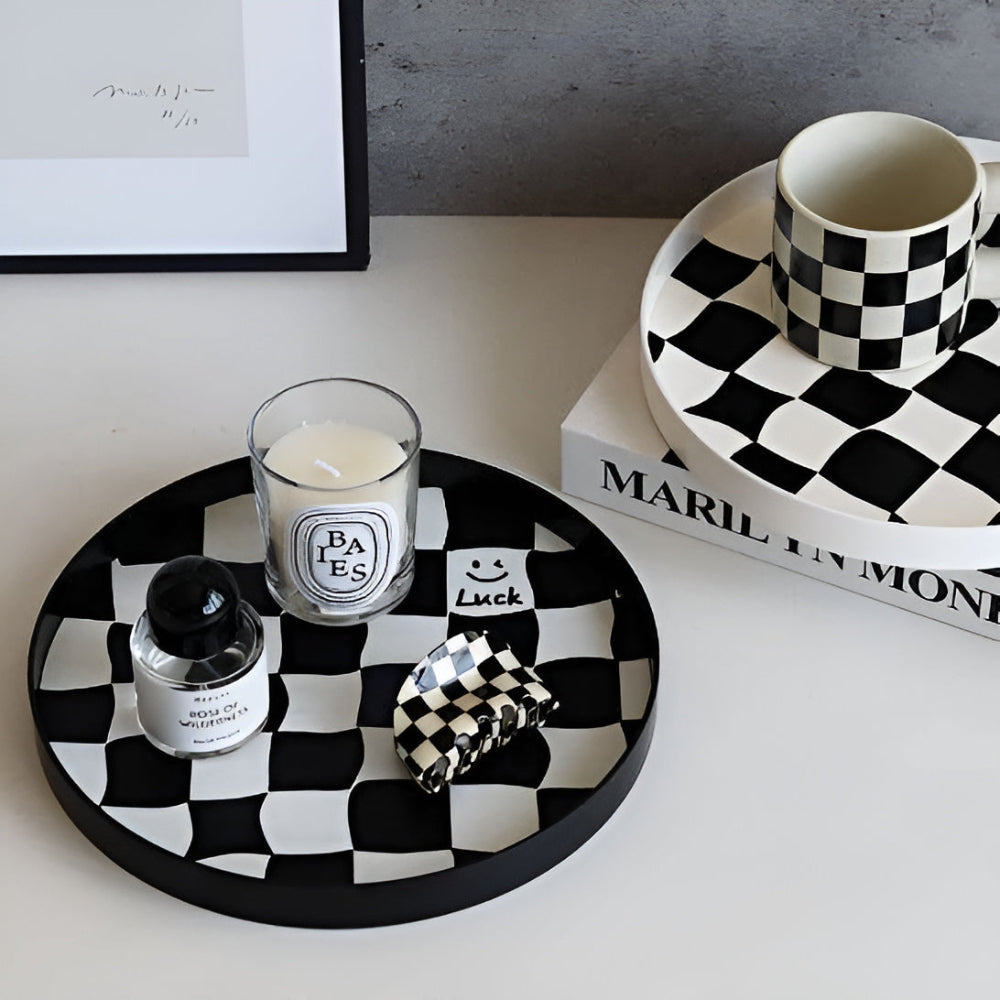 Lisslune | Round Checkerboard Storage Tray