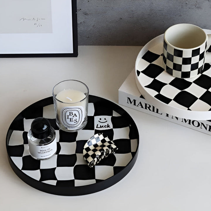 Lisslune | Round Checkerboard Storage Tray