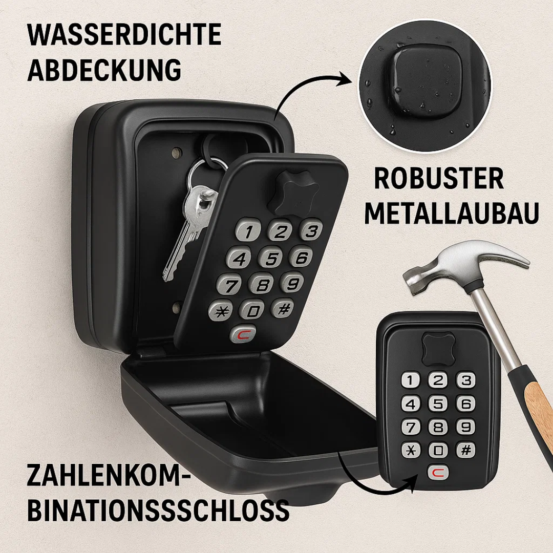 Lisslune | KeyGuard Outdoor Safe – Weatherproof Wall-Mounted Key Box