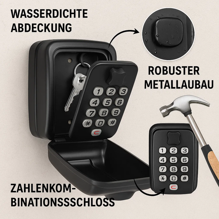 Lisslune | KeyGuard Outdoor Safe – Weatherproof Wall-Mounted Key Box