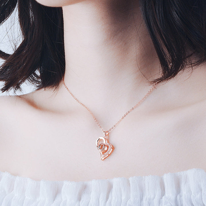 Lisslune | I love you roses bloom necklace in 100 languages gift set