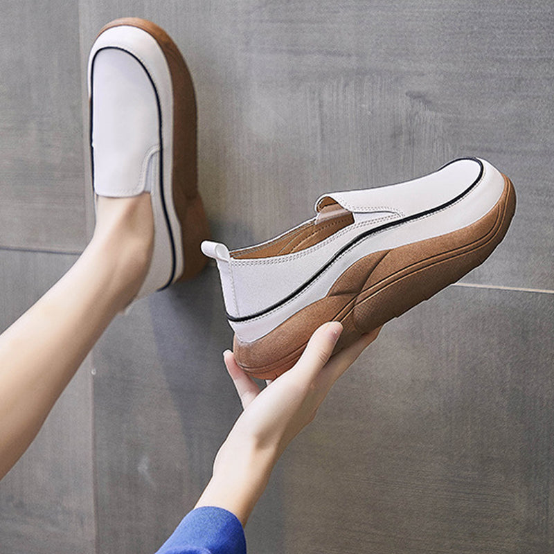 Lisslune | Thick Sole Low Cut Leather Shoes