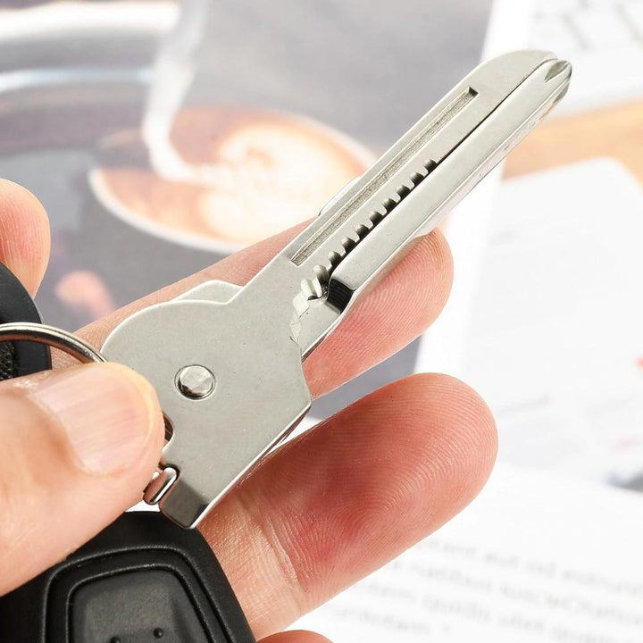 Lisslune | 6-in-1 key ring multifunctional tool mini multitool keychain pocket stainless steel foldable Swiss Tech simple bottle opener keychain