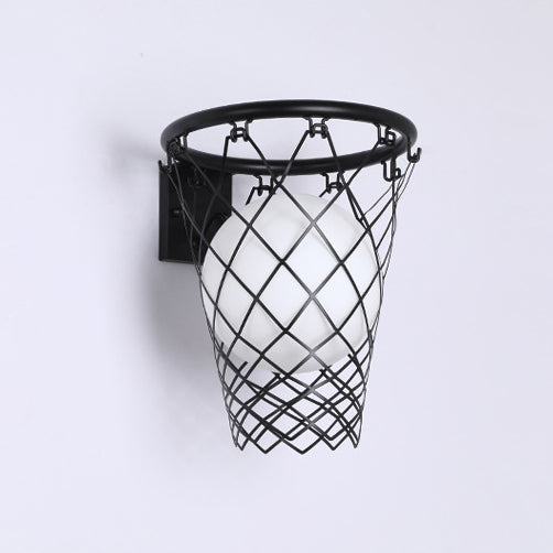 Lisslune | Slamora Children's Wall Light | Basketball Hoop Design | Glass & Metal | Art Deco Style | Bedroom Light