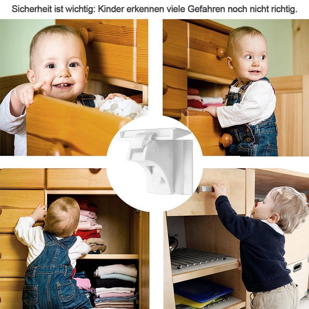 Lisslune | Bequee Magnetic Invisible Cabinet and Drawer Lock, White, 4 Pieces