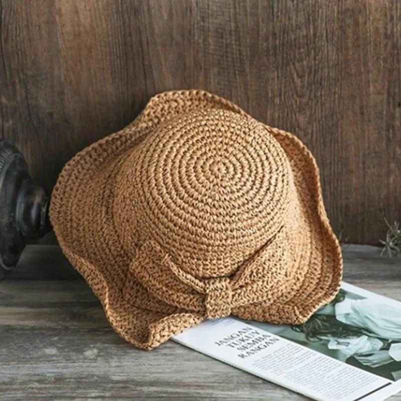 Lisslune | Retro Folding Straw Hat with Bow