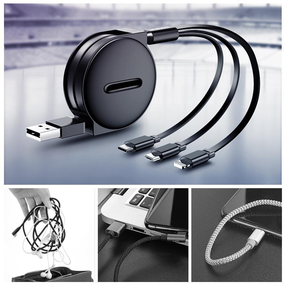 Lisslune | Bequee 3-1 Retractable Charging Cable for IOS, Micro and Type-c