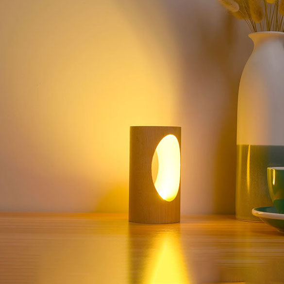 Lisslune | Japanese solid wood rectangular column LED night lamp USB table lamp