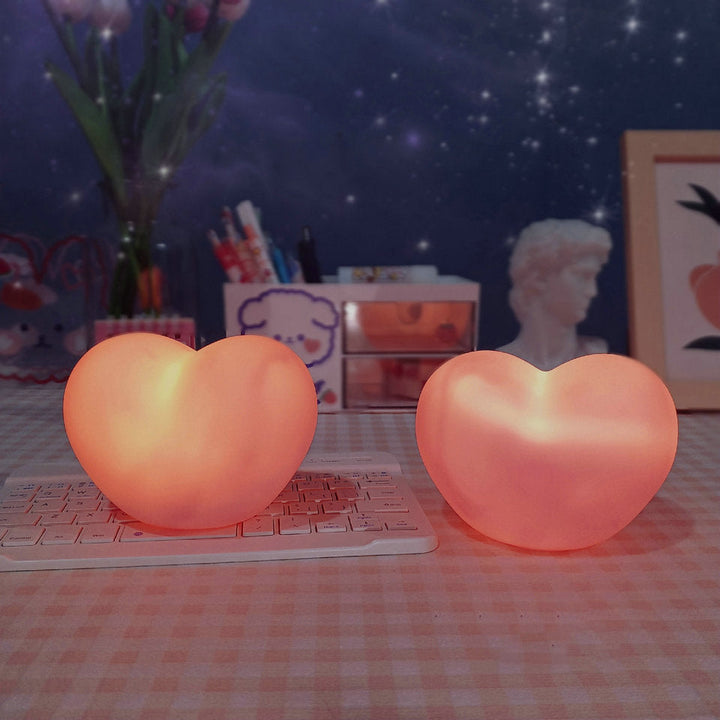 Lisslune | LuvSphere Silicone LED Night Light | Heart-Shaped Design | Table Lamp | Warm Mood Light | Decorative
