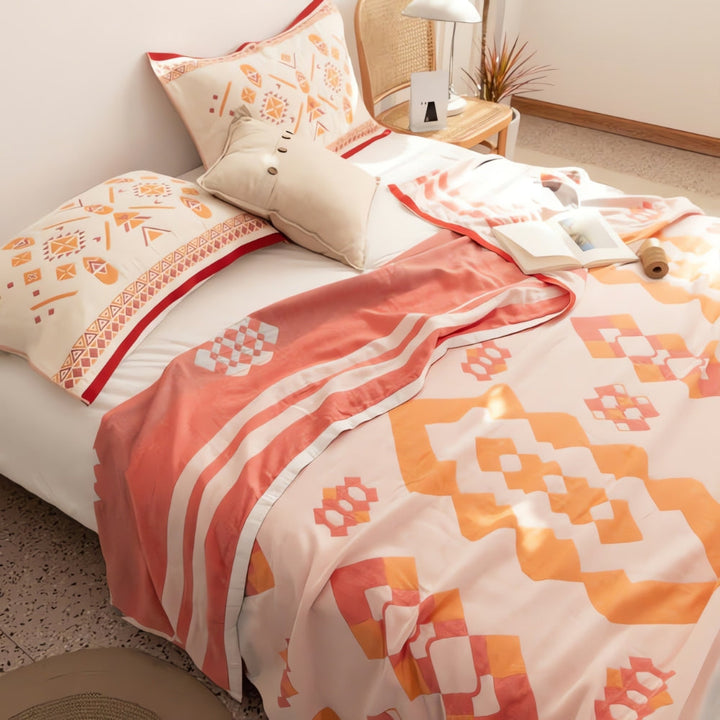 Lisslune | Chevron Design Four-Layer Cotton Blanket
