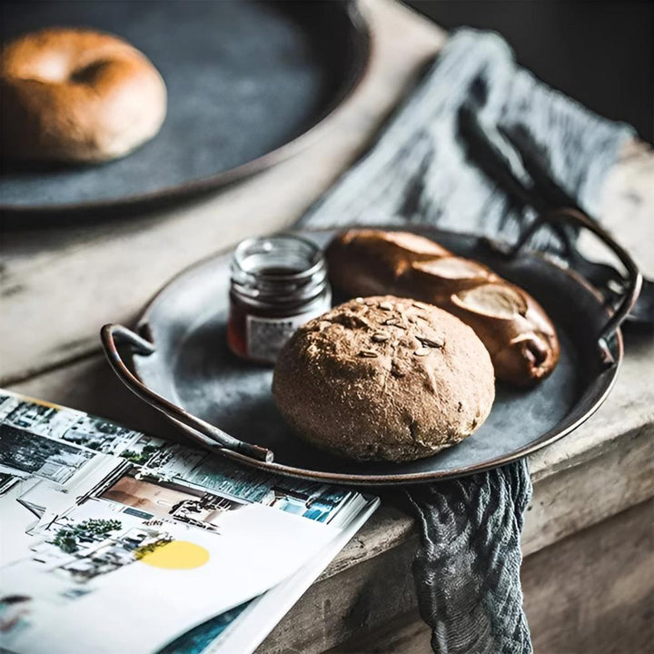 Lisslune | Retro Round Metal Dinner Serving Trays