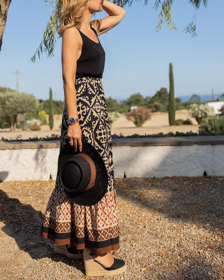 Lisslune | Boho Lange Rock mit Print