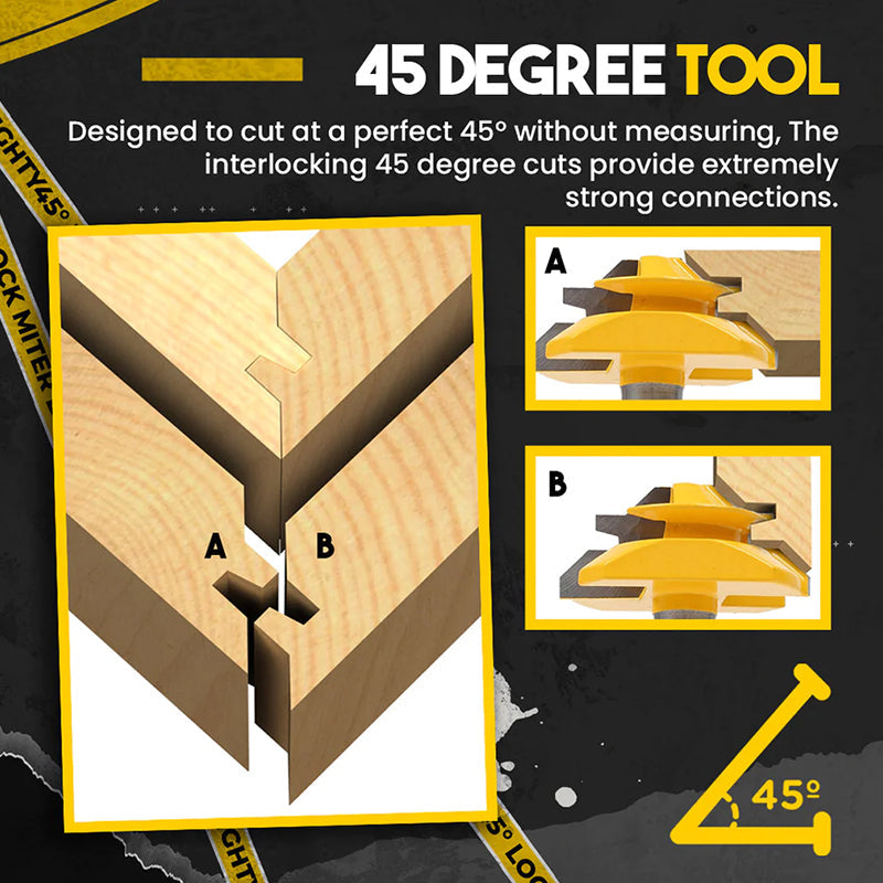 Lisslune | Router Bit 45-Degree Glue Joint Lock Miter