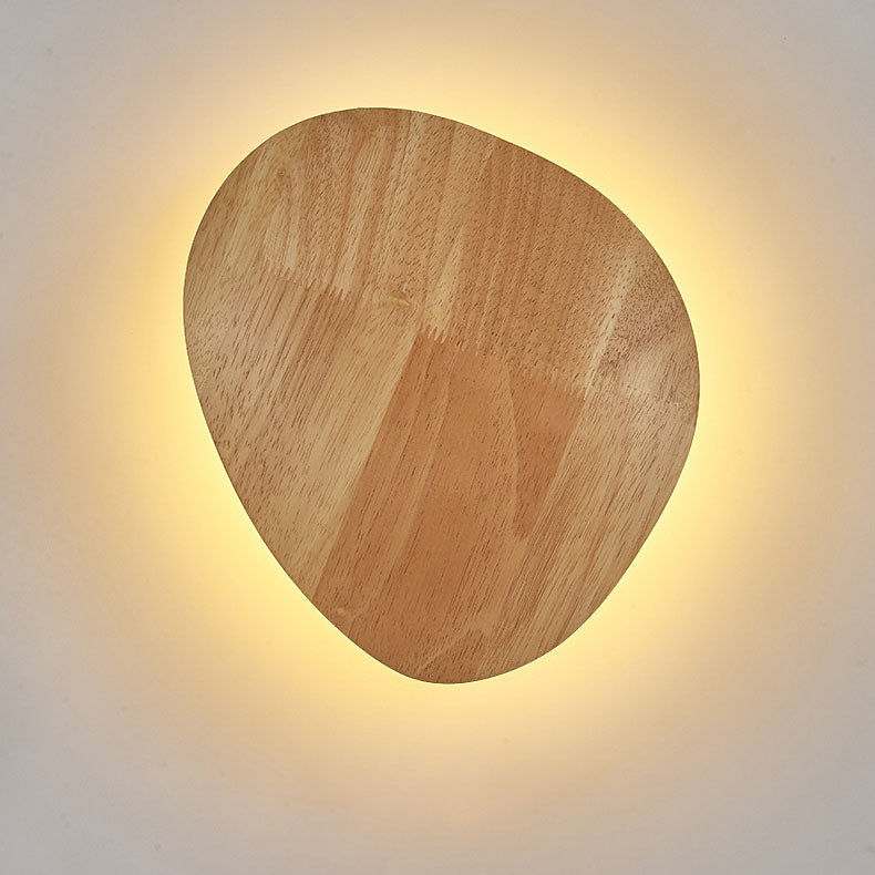 Lisslune | Modern Minimalist Round Irregular Oval Wood LED Wall Light Lamp for Living Room