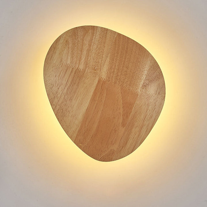 Lisslune | Modern Minimalist Round Irregular Oval Wood LED Wall Light Lamp for Living Room
