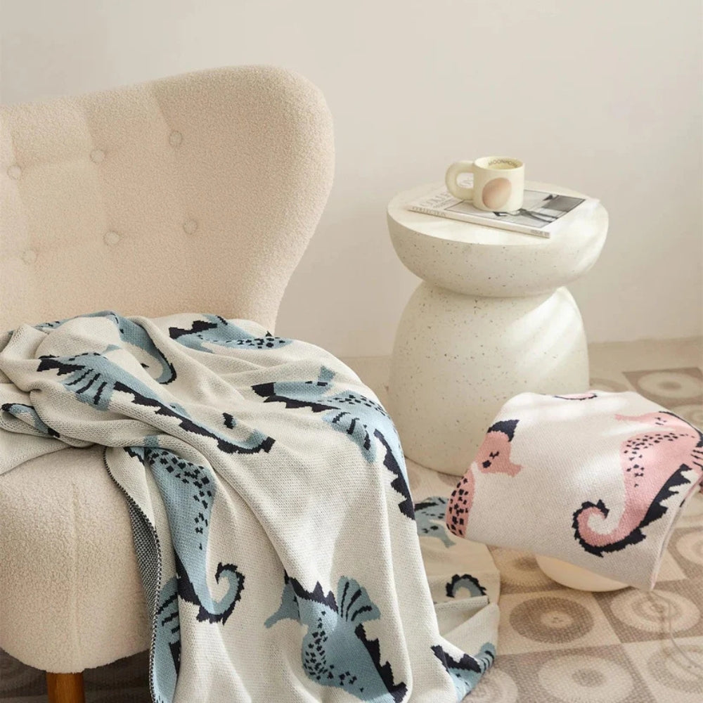 Lisslune | Nautical Seahorse Throw Blanket