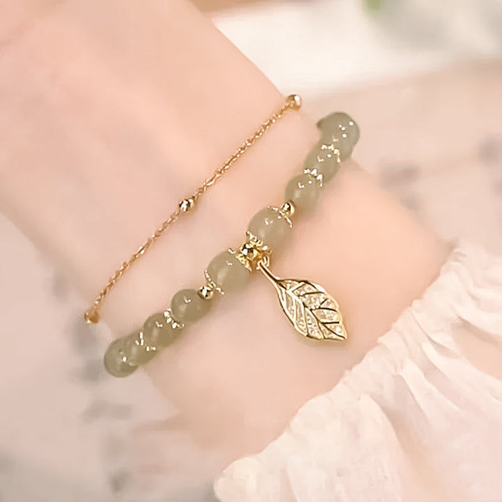 Lisslune | Hetian Jade Bracelet with Leaf