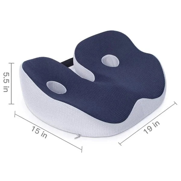 Lisslune | Adjustable Memory Foam Seat Cushion for Sit Bone Relief | Ergonomic Design for Office Chair and Car Use