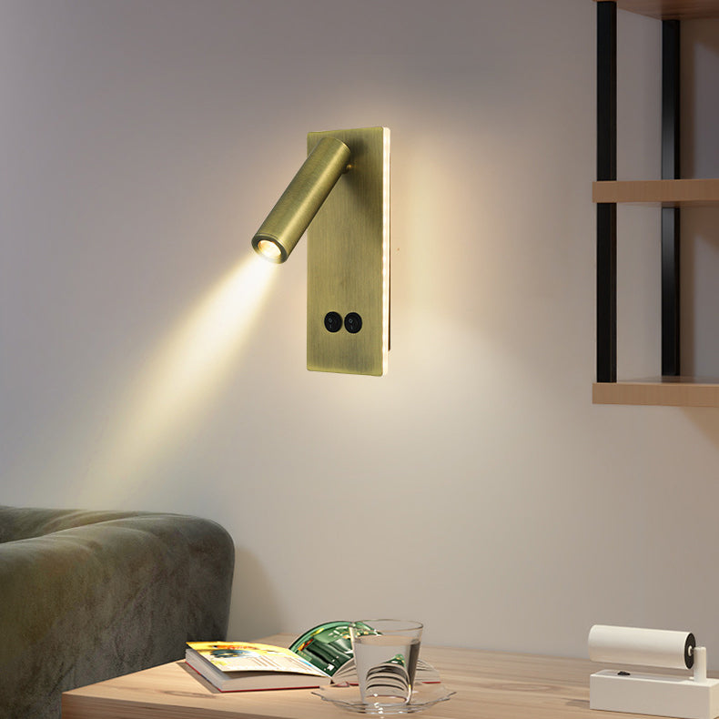 Lisslune | Modern Minimalistic Rectangular Round Iron Aluminum LED Wall Lamp For Bedroom