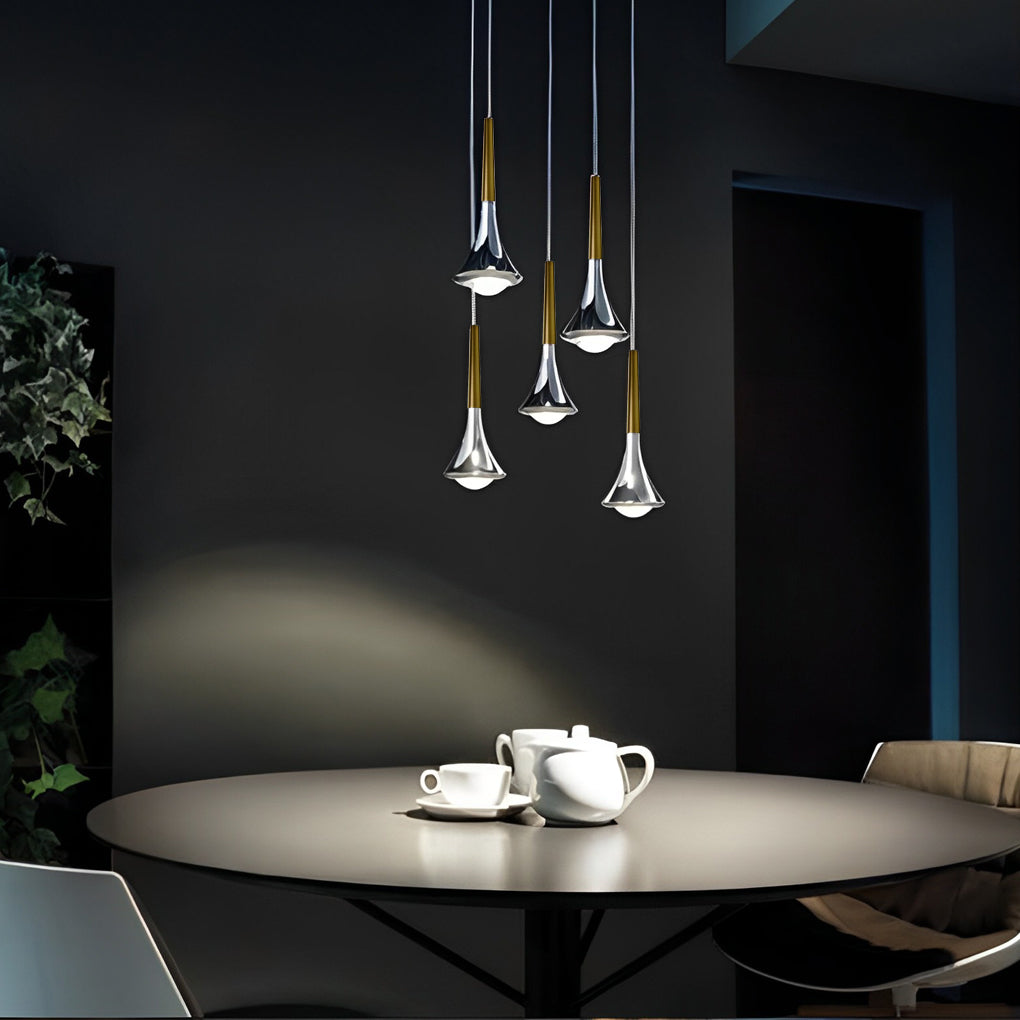 Lisslune | LumiDrop Nordic Design Pendant Light | Drop Shape | Elegant LED Light for Dining Room & Living Room | In Black, Gold & Chrome