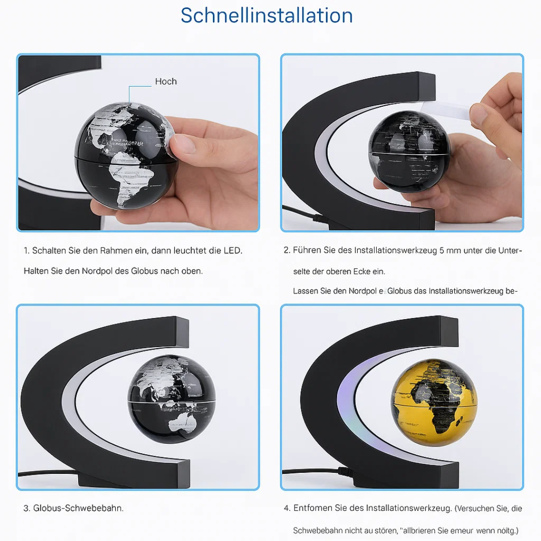 Lisslune | AstroGlobe LED World Globe – Floating Globe Lamp with Magnetic Suspension