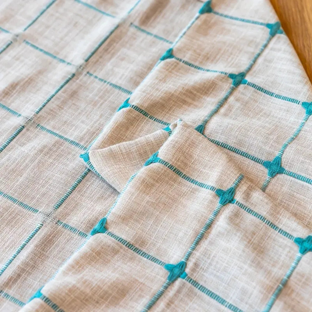 Lisslune | Turquoise Lattice Boho Tassel Curtain