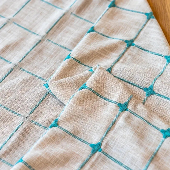 Lisslune | Turquoise Lattice Boho Tassel Curtain