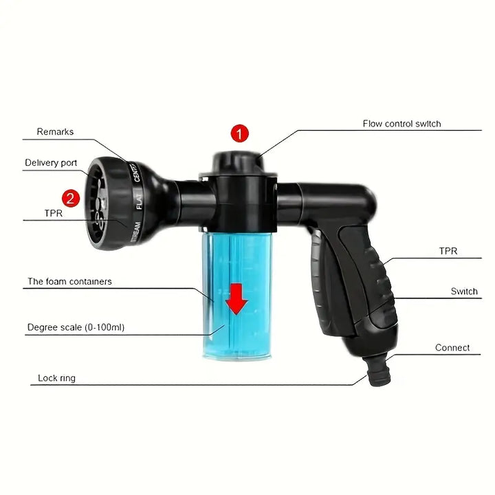 Lisslune | Multifunctional Car Wash Gun – Spray Gun with Microfiber Attachment for Thorough Cleaning