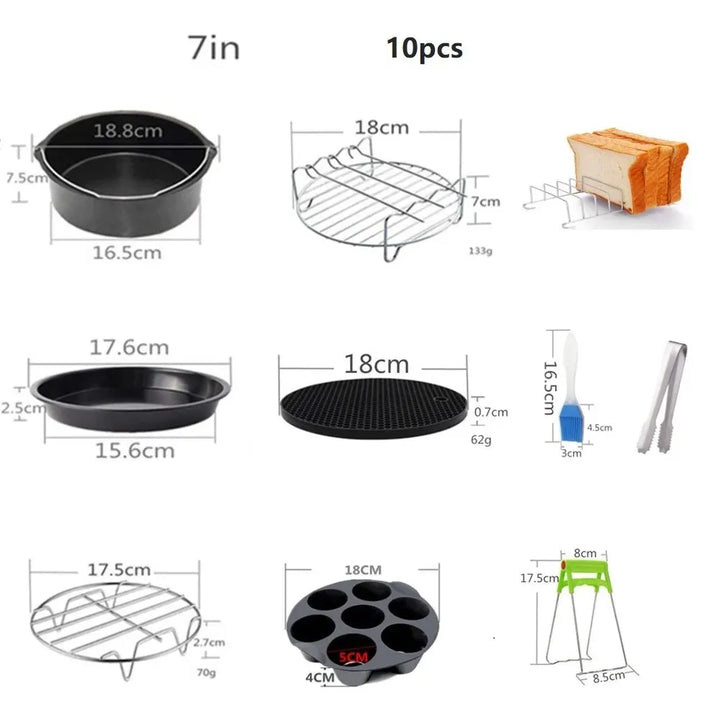 Lisslune | Frymaster | Airfryer Accessories 10-piece Set | Versatile and Practical | Make Every Meal a Celebration