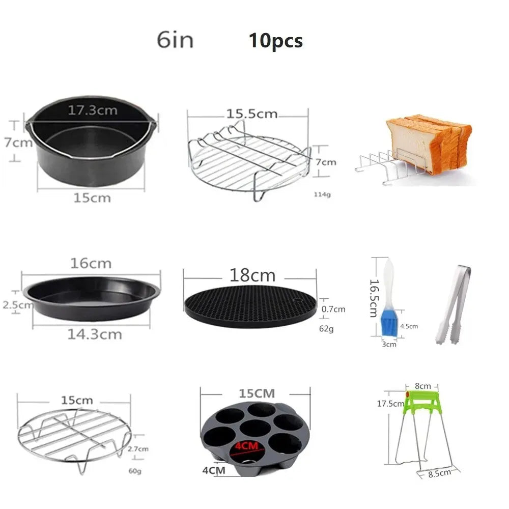 Lisslune | Frymaster | Airfryer Accessories 10-piece Set | Versatile and Practical | Make Every Meal a Celebration