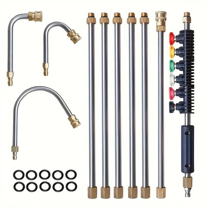 Lisslune | Telescoping High Pressure Washer Wand Set | 4000 PSI, 7 Nozzle Tips & Ideal for Gutter, Roof, and Hard-to-Reach Cleaning