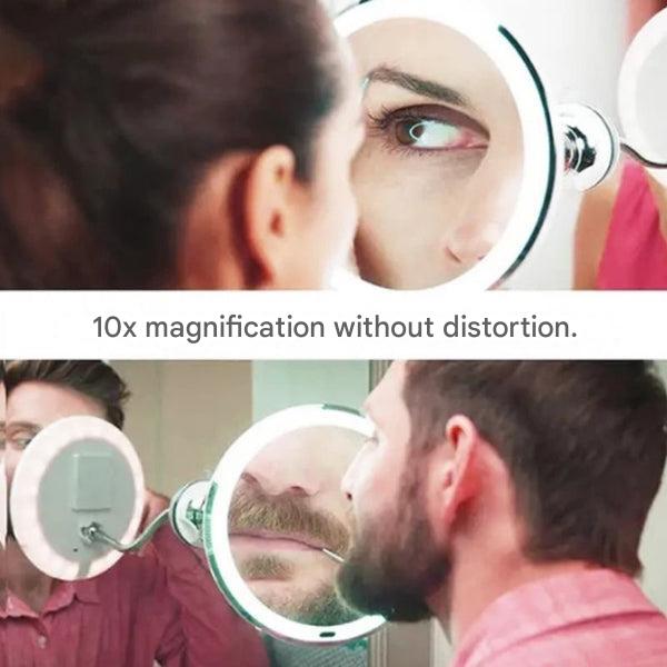 Lisslune | Claravue LED Magnifying Mirror with Flexible Gooseneck – 10x Zoom, Daylight LEDs & Suction Mount