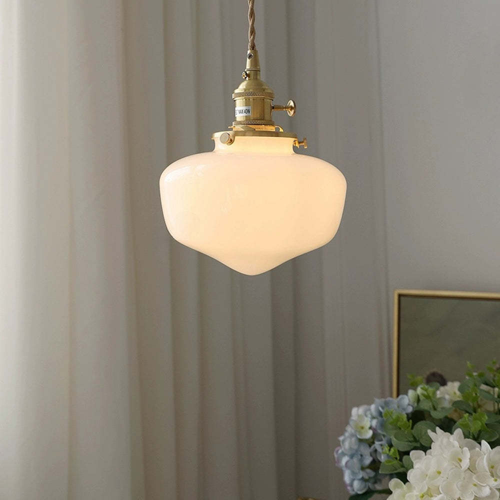 Lisslune | Vintage Brass Lantern Glass Pendant Light