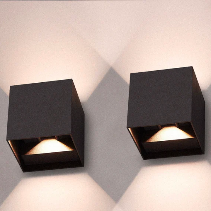 Lisslune | Wireless LED Wall Lights – Modern Cube Design (Set of 2)