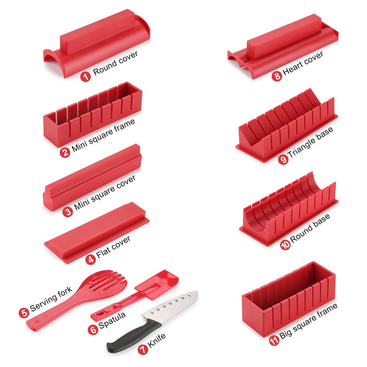 Lisslune | 11-piece: Sushi Maker Set Sushi Rolls with high-quality Sushi Knife