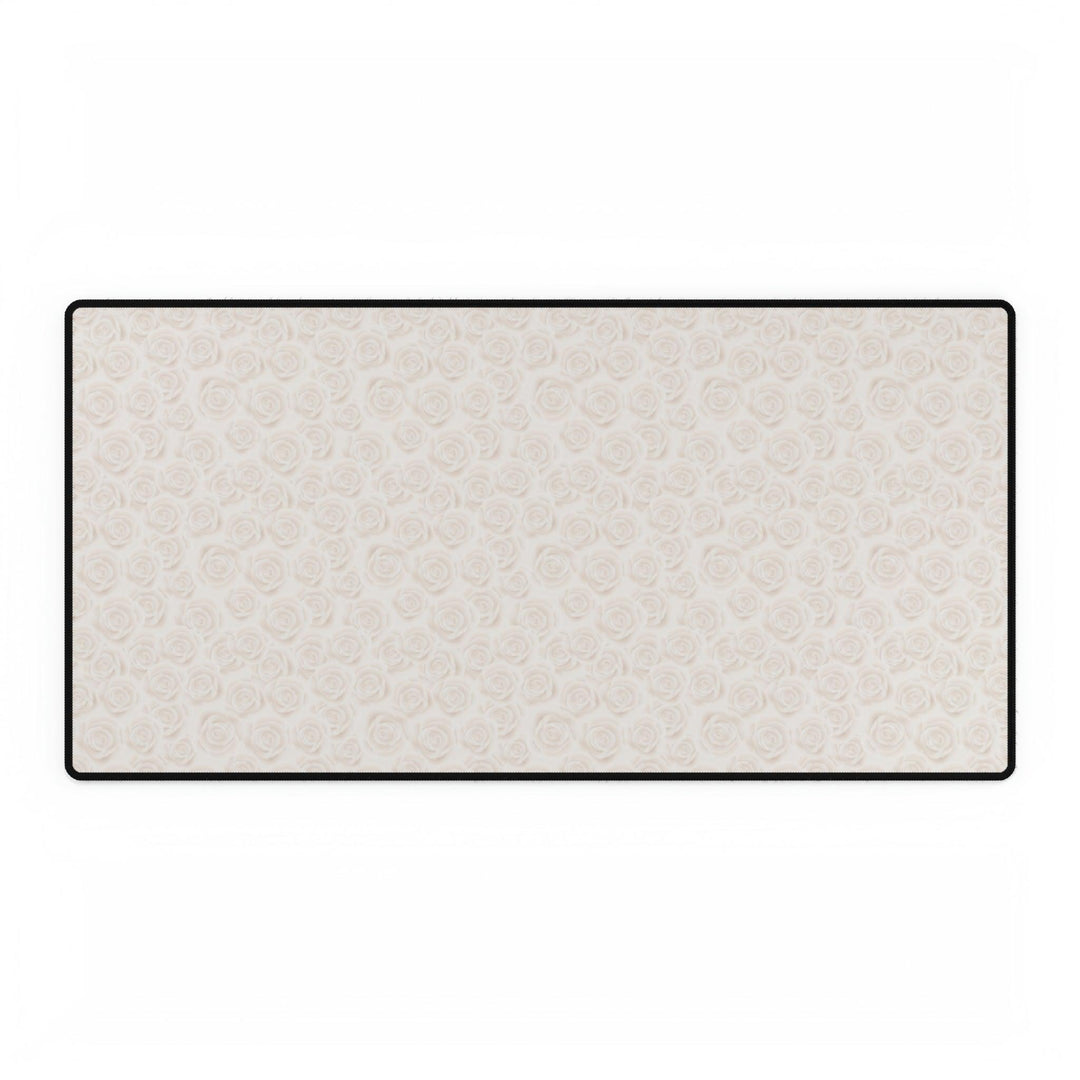 Lisslune | Opulent White Rose Desk Pad - Elegant Workspace Essential with a Touch of Luxury