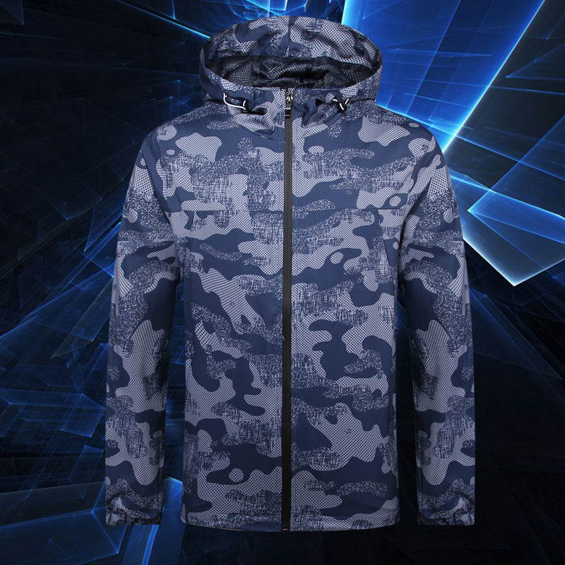Men's Lightweight Camo Jacket with Adjustable Hood Lisslune