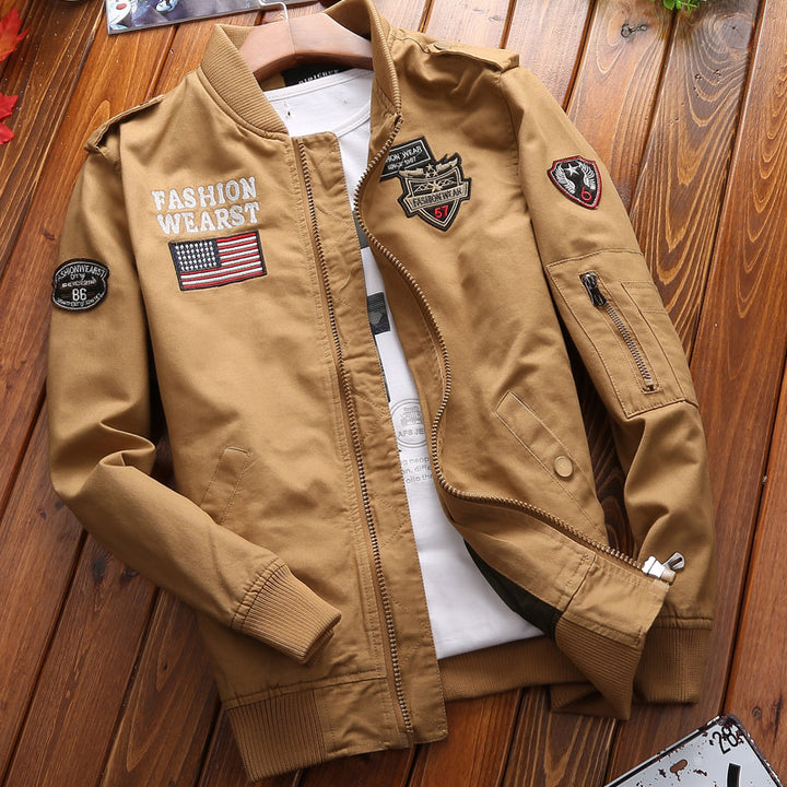 Men's Stylish Bomber Jacket with Elaborate Patches Lisslune