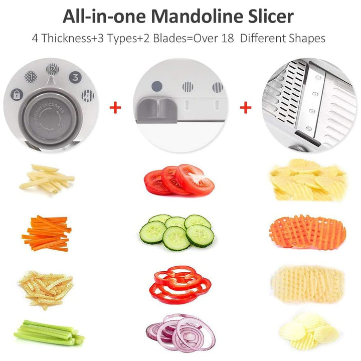 Lisslune | ProSlice Mandoline Vegetable Slicer – Adjustable Stainless Steel Blades for Precision Cutting