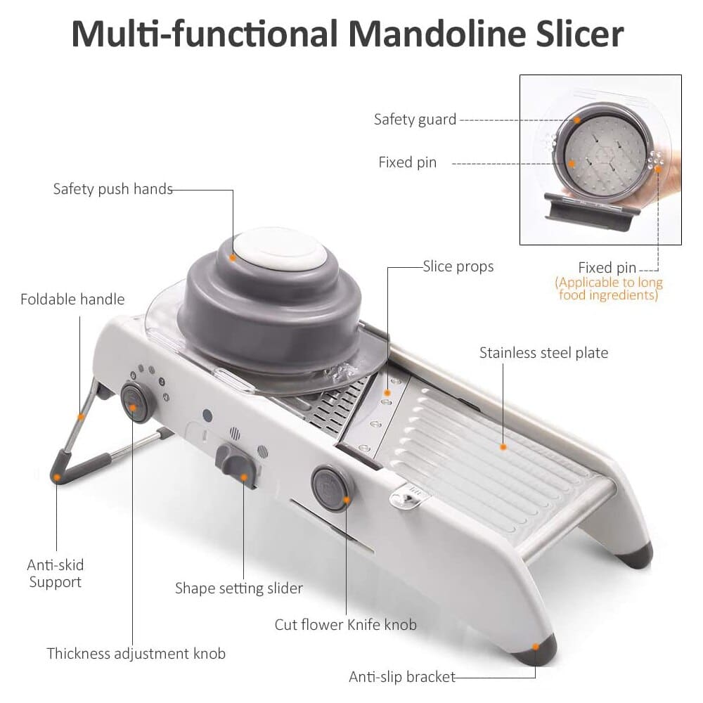 Lisslune | ProSlice Mandoline Vegetable Slicer – Adjustable Stainless Steel Blades for Precision Cutting