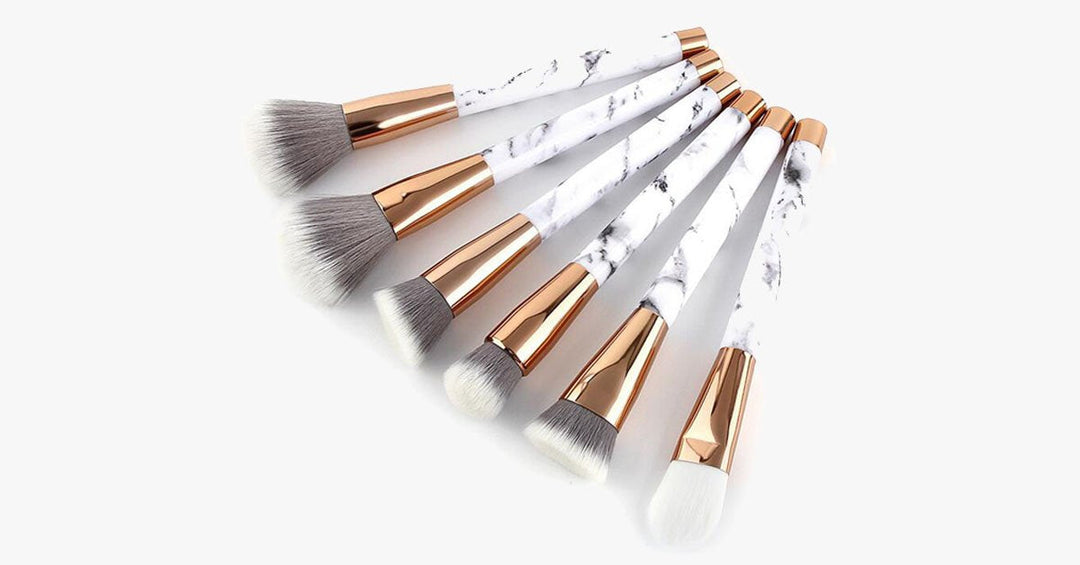 Lisslune | Pro Makeup Brush Set of 15 with Rose and Marble Pattern - Perfect for all Makeup Applications