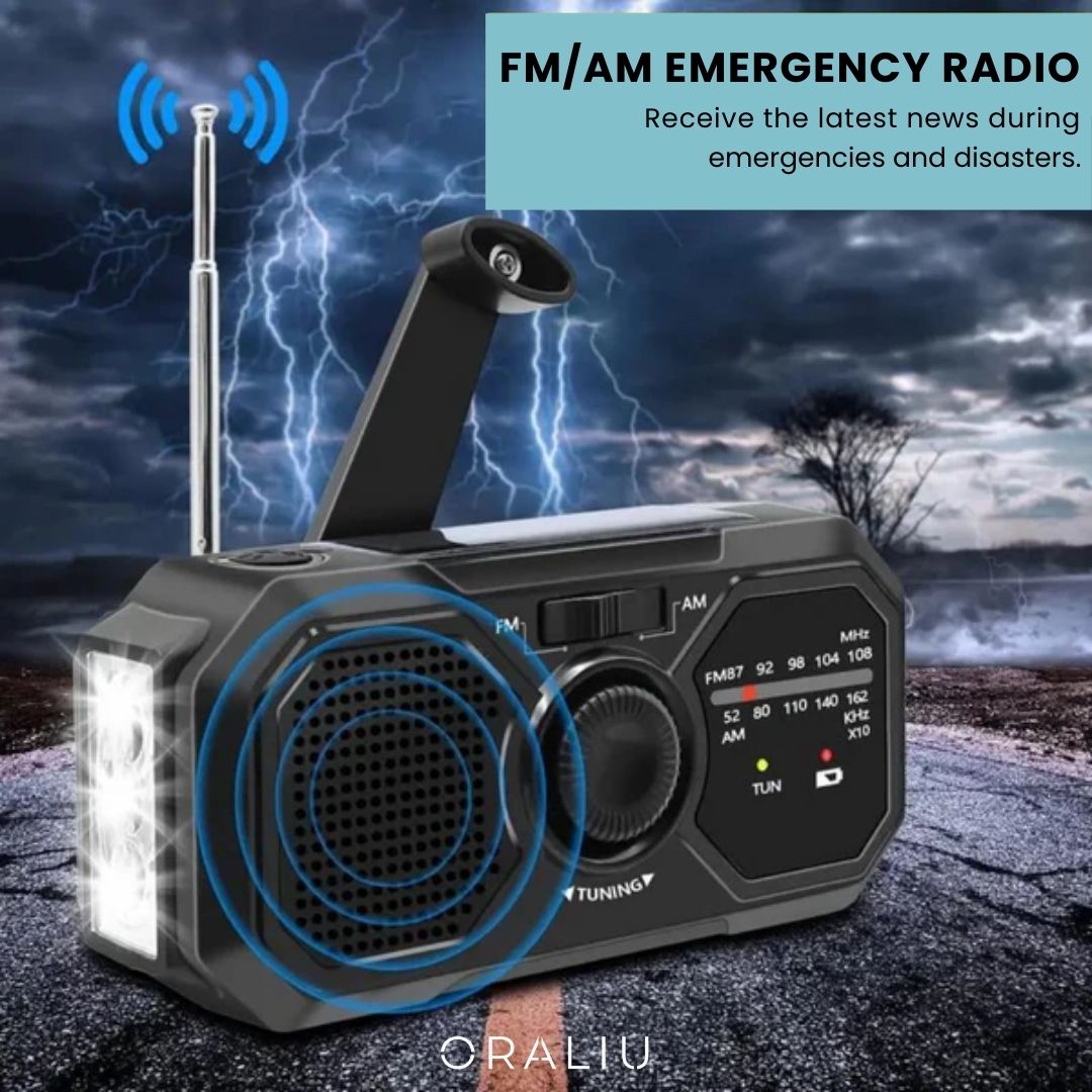 Lisslune | Portable Emergency Radio – Solar & Hand Crank Powered