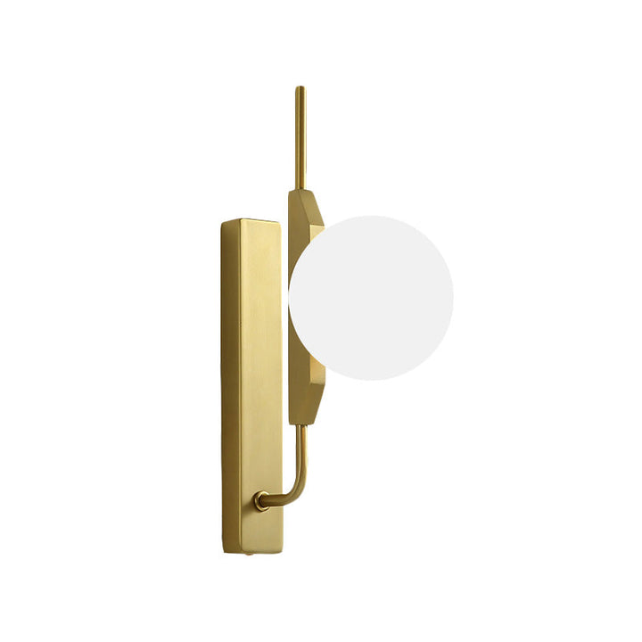 Lisslune | White/Amber/Smoked Gray Glass Ball Wall Light Fixture Postmodern 1 Bulb Gold Wall Sconce for Bedroom