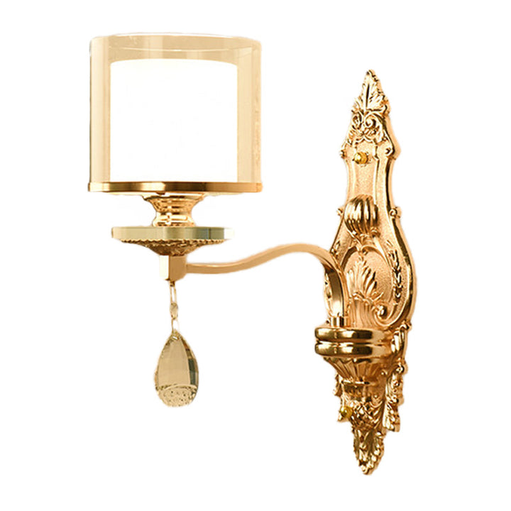 Lisslune | 1 Light Wall Mounted Lamp Retro Living Room Wall Light with Layered Socket Clear and Matte Glass Shade, Gold